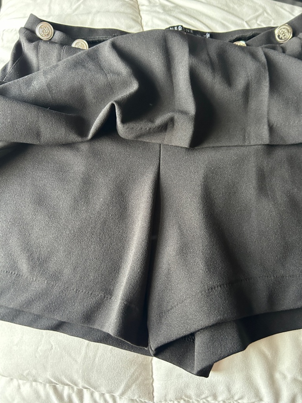 one 5 one Black Pleated Skort with Decorative Buttons - Picture 7 of 8